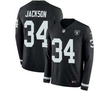 Nike Raiders #34 Bo Jackson Black Team Color Men's Stitched NFL Limited Therma Long Sleeve Jersey
