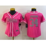 Women's Las Vegas Raiders #34 Bo Jackson Pink With Patch Cool Base Stitched Baseball Jersey