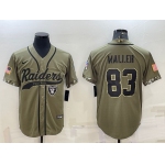 Men's Las Vegas Raiders #83 Darren Waller 2022 Olive Salute to Service Cool Base Stitched Baseball Jersey