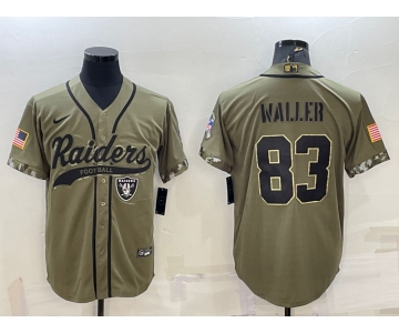 Men's Las Vegas Raiders #83 Darren Waller 2022 Olive Salute to Service Cool Base Stitched Baseball Jersey