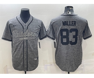 Men's Las Vegas Raiders #83 Darren Waller Gray With Patch Cool Base Stitched Baseball Jersey