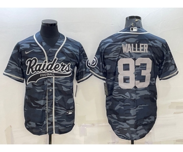 Men's Las Vegas Raiders #83 Darren Waller Grey Camo With Patch Cool Base Stitched Baseball Jersey