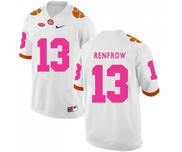 Clemson Tigers 13 Hunter Renfrow White Breast Cancer Awareness College Football Jersey