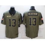 Men's Las Vegas Raiders #13 Hunter Renfrow 2021 Olive Salute To Service Limited Stitched Jersey