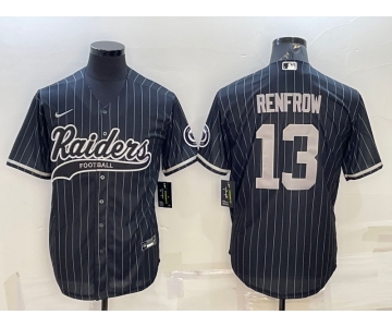 Men's Las Vegas Raiders #13 Hunter Renfrow Black With Patch Cool Base Stitched Baseball Jersey