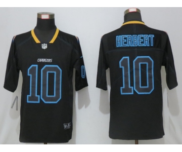 Men's Los Angeles Chargers #10 Justin Herbert 2020 Black Lights Out Color Rush Stitched NFL Nike Limited Jersey