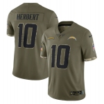 Men's Los Angeles Chargers #10 Justin Herbert 2022 Olive Salute To Service Limited Stitched Jersey