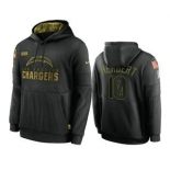 Men's Los Angeles Chargers #10 Justin Herbert Black 2020 Salute To Service Sideline Performance Pullover Hoodie