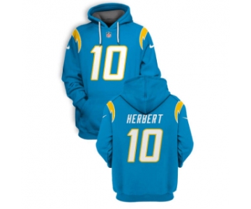 Men's Los Angeles Chargers #10 Justin Herbert Blue 2021 Pullover Hoodie