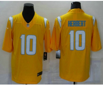 Men's Los Angeles Chargers #10 Justin Herbert Gold 2021 Inverted Legend Stitched NFL Nike Limited Jersey