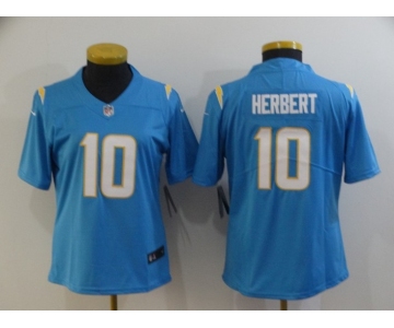 Women's Los Angeles Chargers #10 Justin Herbert Light Blue 2020 NEW Vapor Untouchable Stitched NFL Nike Limited Jersey