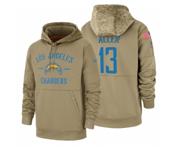 Los Angeles Chargers #13 Keenan Allen Nike Tan 2019 Salute To Service Name & Number Sideline Therma Pullover Hoodie