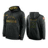 Men's Los Angeles Chargers #13 Keenan Allen Black 2020 Salute To Service Sideline Performance Pullover Hoodie