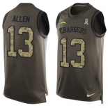 Men's San Diego Chargers #13 Keenan Allen Green Salute to Service Hot Pressing Player Name & Number Nike NFL Tank Top Jersey