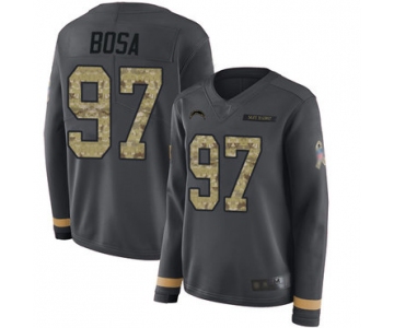 Chargers #97 Joey Bosa Anthracite Salute to Service Women's Stitched Football Limited Therma Long Sleeve Jersey