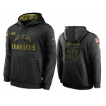 Men's Los Angeles Chargers #97 Joey Bosa Black 2020 Salute To Service Sideline Performance Pullover Hoodie