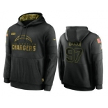 Men's Los Angeles Chargers #97 Joey Bosa Black 2020 Salute To Service Sideline Performance Pullover Hoodie