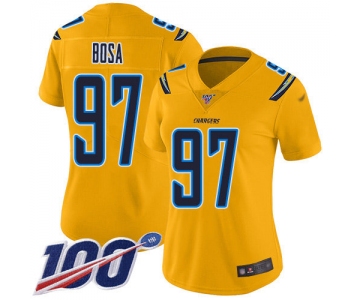 Nike Chargers #97 Joey Bosa Gold Women's Stitched NFL Limited Inverted Legend 100th Season Jersey