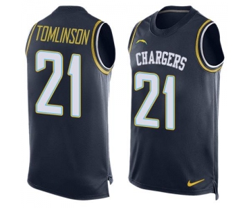 Men's San Diego Chargers #21 LaDainian Tomlinson Navy Blue Hot Pressing Player Name & Number Nike NFL Tank Top Jersey