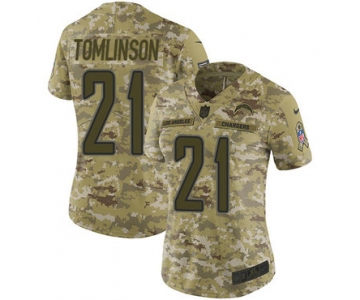 Nike Chargers #21 LaDainian Tomlinson Camo Women's Stitched NFL Limited 2018 Salute to Service Jersey