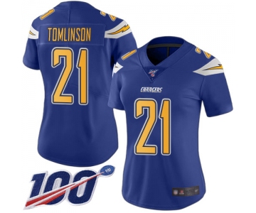 Nike Chargers #21 LaDainian Tomlinson Electric Blue Women's Stitched NFL Limited Rush 100th Season Jersey