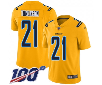 Nike Chargers #21 LaDainian Tomlinson Gold Men's Stitched NFL Limited Inverted Legend 100th Season Jersey