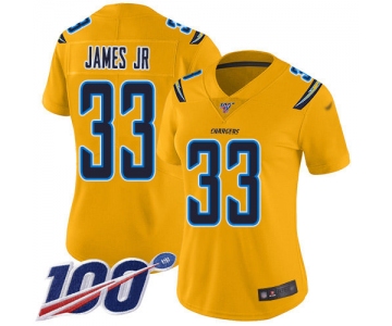 Nike Chargers #33 Derwin James Jr Gold Women's Stitched NFL Limited Inverted Legend 100th Season Jersey