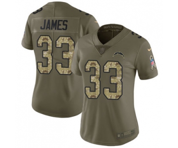 Nike Chargers #33 Derwin James Olive Camo Women's Stitched NFL Limited 2017 Salute to Service Jersey