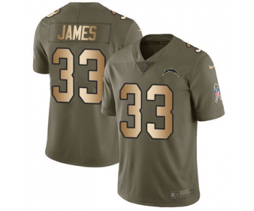 Nike Chargers #33 Derwin James Olive Gold Youth Stitched NFL Limited 2017 Salute to Service Jersey