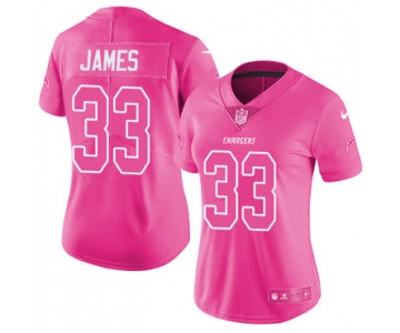Nike Chargers #33 Derwin James Pink Women's Stitched NFL Limited Rush Fashion Jersey