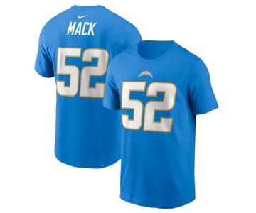 Men's Los Angeles Chargers #52 Khalil Mack 2022 Blue Name & Number T-Shirt