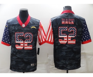 Men's Los Angeles Chargers #52 Khalil Mack Camo USA Flag Limited Stitched Jersey