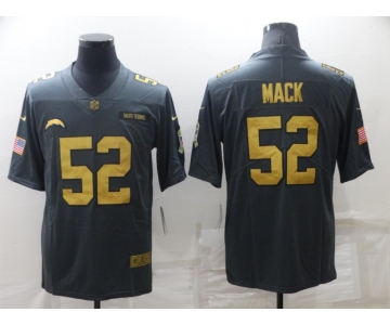 Men's Los Angeles Chargers #52 Khalil Mack Grey Gold Salute To Service Limited Stitched Jersey
