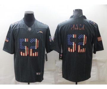 Men's Los Angeles Chargers #52 Khalil Mack Grey Salute To Service USA Flag Stitched Jersey