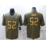 Men's Los Angeles Chargers #52 Khalil Mack Olive Gold Salute To Service Limited Stitched Jersey
