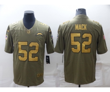 Men's Los Angeles Chargers #52 Khalil Mack Olive Gold Salute To Service Limited Stitched Jersey