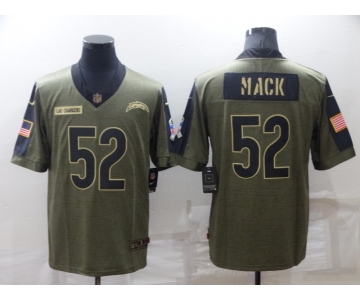 Men's Los Angeles Chargers #52 Khalil Mack Olive Salute To Service Limited Stitched Jersey