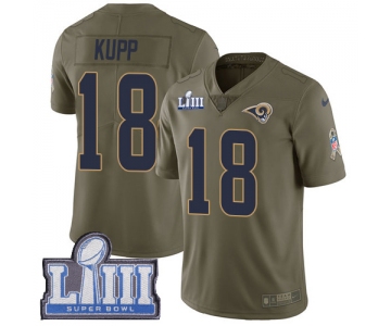 #18 Limited Cooper Kupp Olive Nike NFL Men's Jersey Los Angeles Rams 2017 Salute to Service Super Bowl LIII Bound