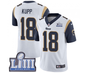 #18 Limited Cooper Kupp White Nike NFL Road Men's Jersey Los Angeles Rams Vapor Untouchable Super Bowl LIII Bound