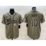 Men's Los Angeles Rams #10 Cooper Kupp Olive 2022 Salute to Service Cool Base Stitched Baseball Jersey
