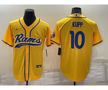 Men's Los Angeles Rams #10 Cooper Kupp Yellow Stitched Cool Base Nike Baseball Jersey
