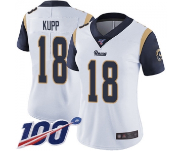 Nike Rams #18 Cooper Kupp White Women's Stitched NFL 100th Season Vapor Limited Jersey