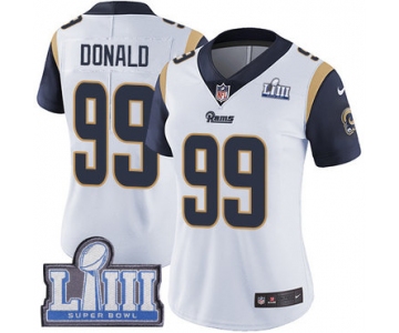 #99 Limited Aaron Donald White Nike NFL Road Women's Jersey Los Angeles Rams Vapor Untouchable Super Bowl LIII Bound