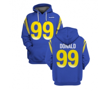 Men's Los Angeles Rams #99 Aaron Donald 2021 Royal Pullover Hoodie