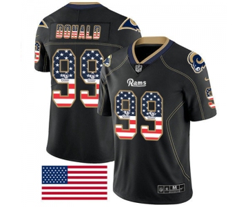 Nike Rams 99 Aaron Donald Black Men's Stitched NFL Limited Rush USA Flag Jersey