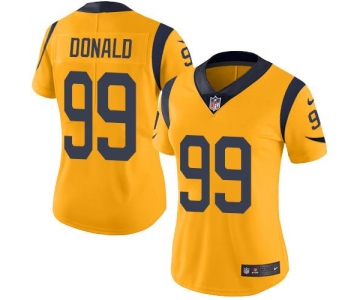 Nike Rams #99 Aaron Donald Gold Women's Stitched NFL Limited Rush Jersey
