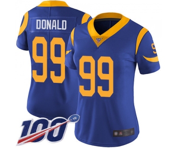 Nike Rams #99 Aaron Donald Royal Blue Alternate Women's Stitched NFL 100th Season Vapor Limited Jersey
