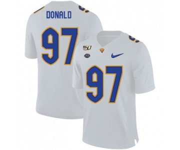 Pittsburgh Panthers 97 Aaron Donald White 150th Anniversary Patch Nike College Football Jersey