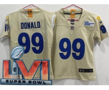 Women's Los Angeles Rams #99 Aaron Donald Limited Bone 2022 Super Bowl LVI Bound Vapor Jersey