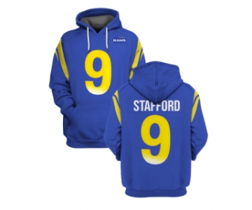 Men's Los Angeles Rams #9 Matthew Stafford 2021 Royal Pullover Hoodie